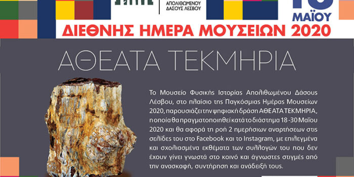 ΔΙΕΘΝHΣ ΗΜΕΡΑ ΜΟΥΣΕΙΩΝ 2020</br>Νέα ψηφιακή δράση από το Μουσείο Φυσικής  Ιστορίας Απολιθωμένου Δάσους Λέσβου</br>ΑΘΕΑΤΑ ΤΕΚΜΗΡΙΑ